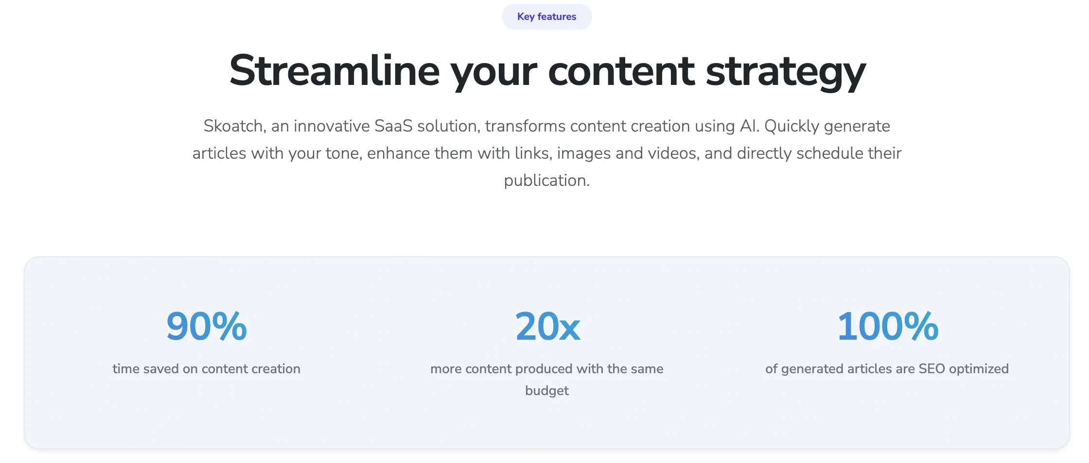 Avis Skoatch 2026 : le meilleur outil de rédaction IA pour le SEO ? 2 skoatch features