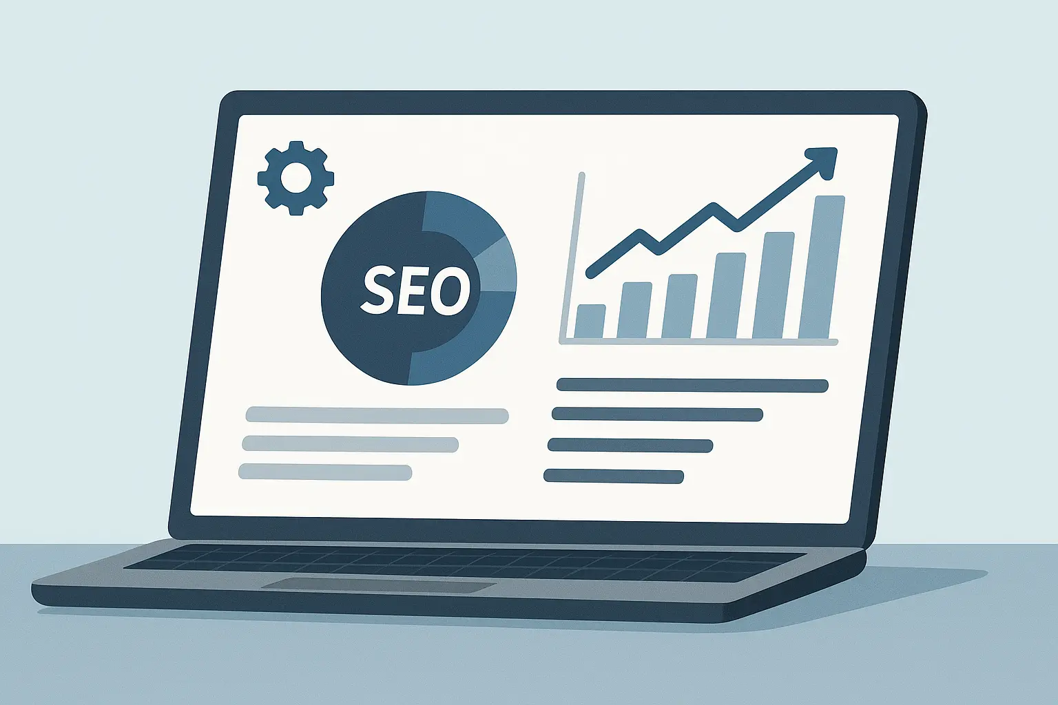 SEO audit dashboard on a laptop