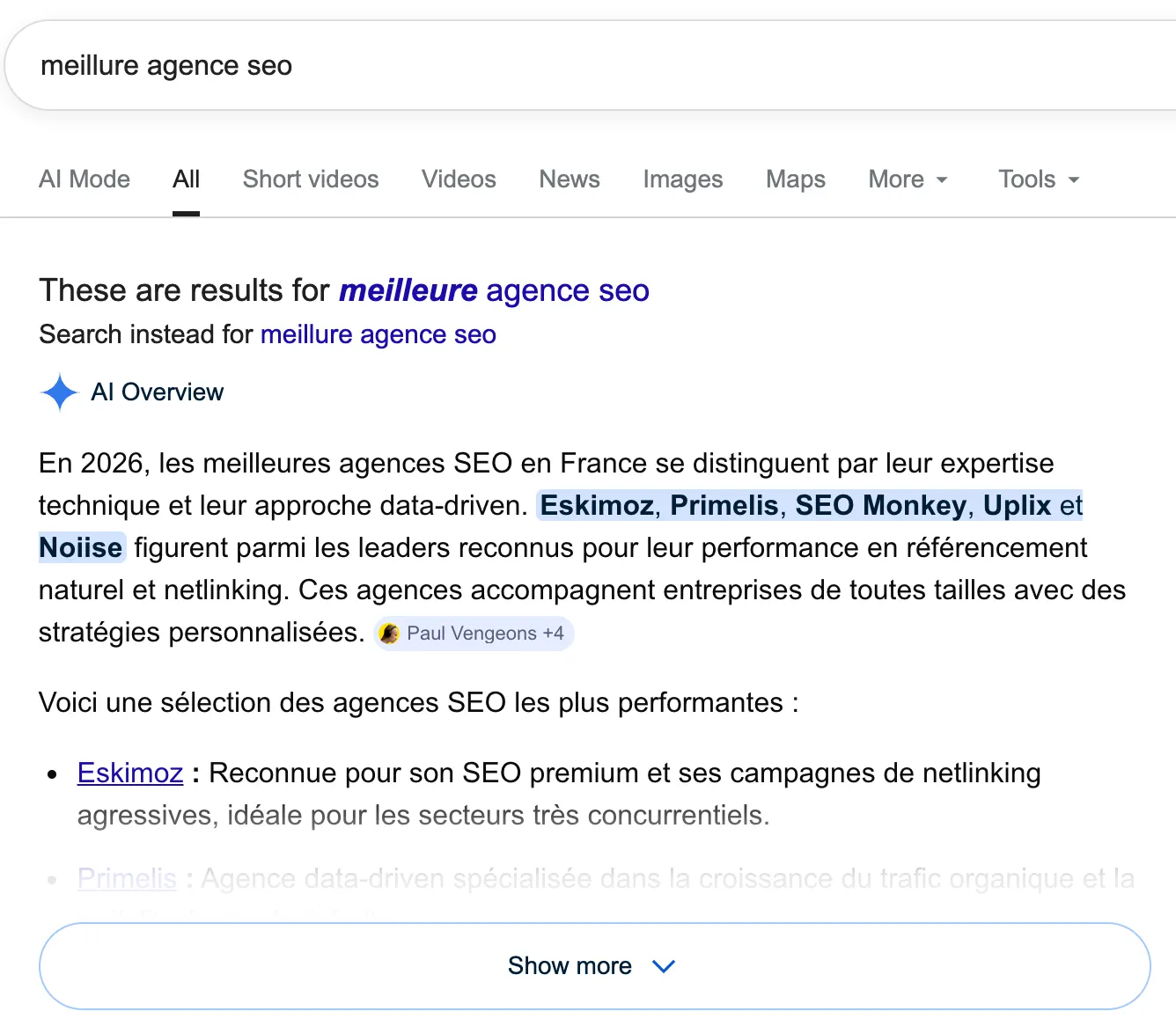 Meilleure Agence SEO France : Classement et Comparatif 2026 1 agence seo ai overview serp