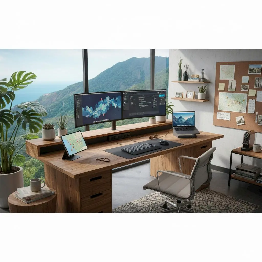 workspace setup ideal for digital nomads