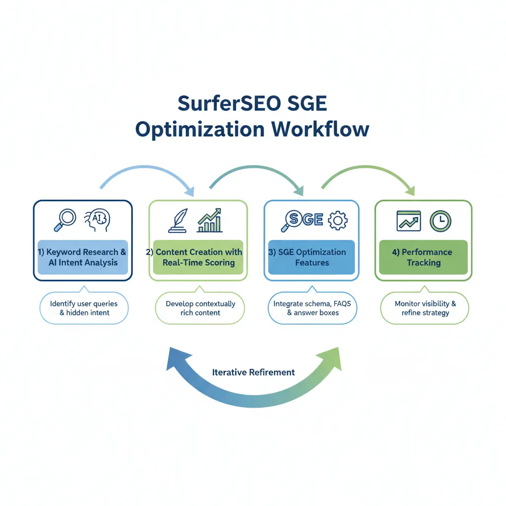 SurferSEO avis SGE 2025 : L’outil ultime pour booster sa visibilité IA et featured snippets 2 workflow optimisation surfer seo