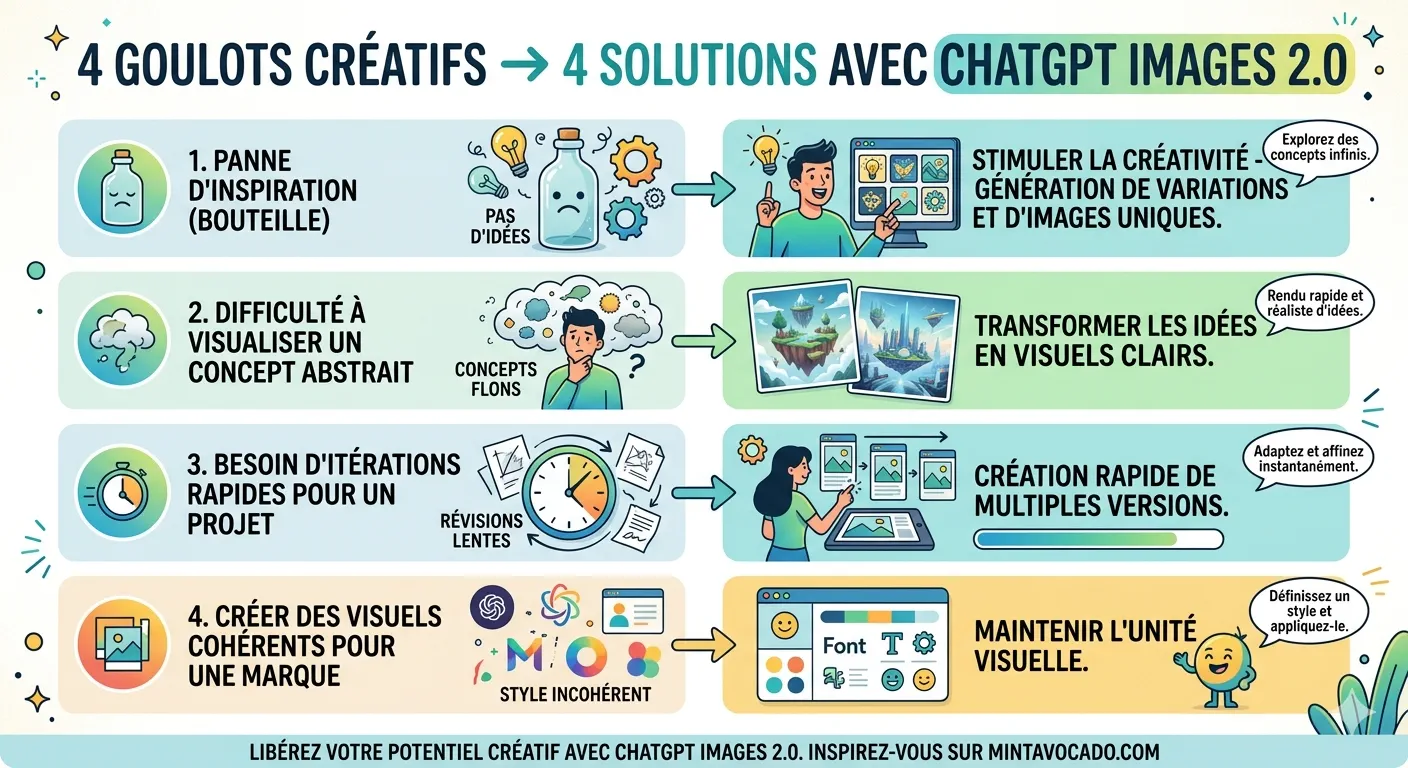 ChatGPT Images 2.0 : le guide pratique pour professionnels (avril 2026) 1 infographie goulots creatifs resolus ai images