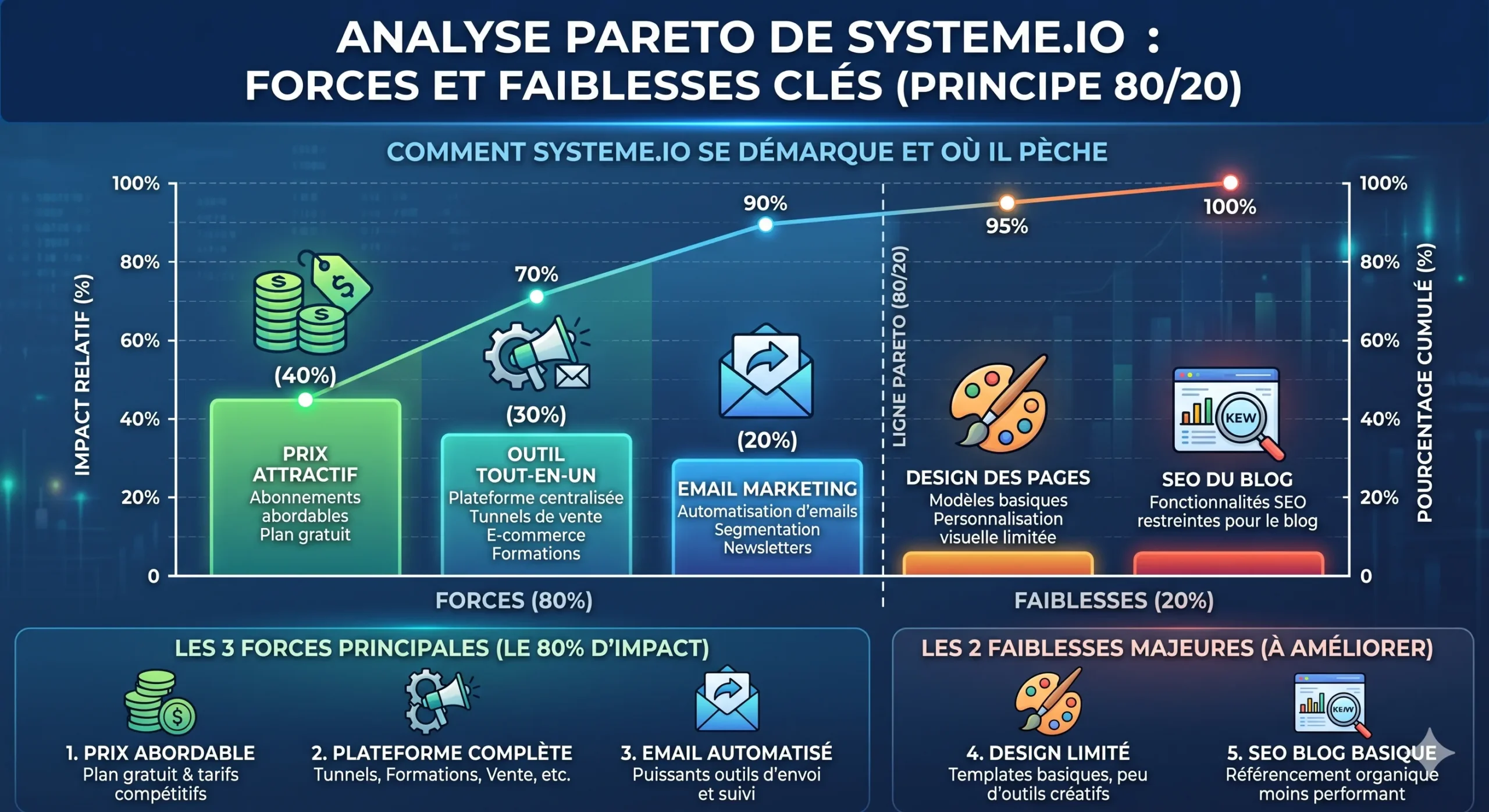 Avis Systeme.io 2026 : Le test honnête d'un Pro Augmenté 1 infographie pros cons systeme io scaled