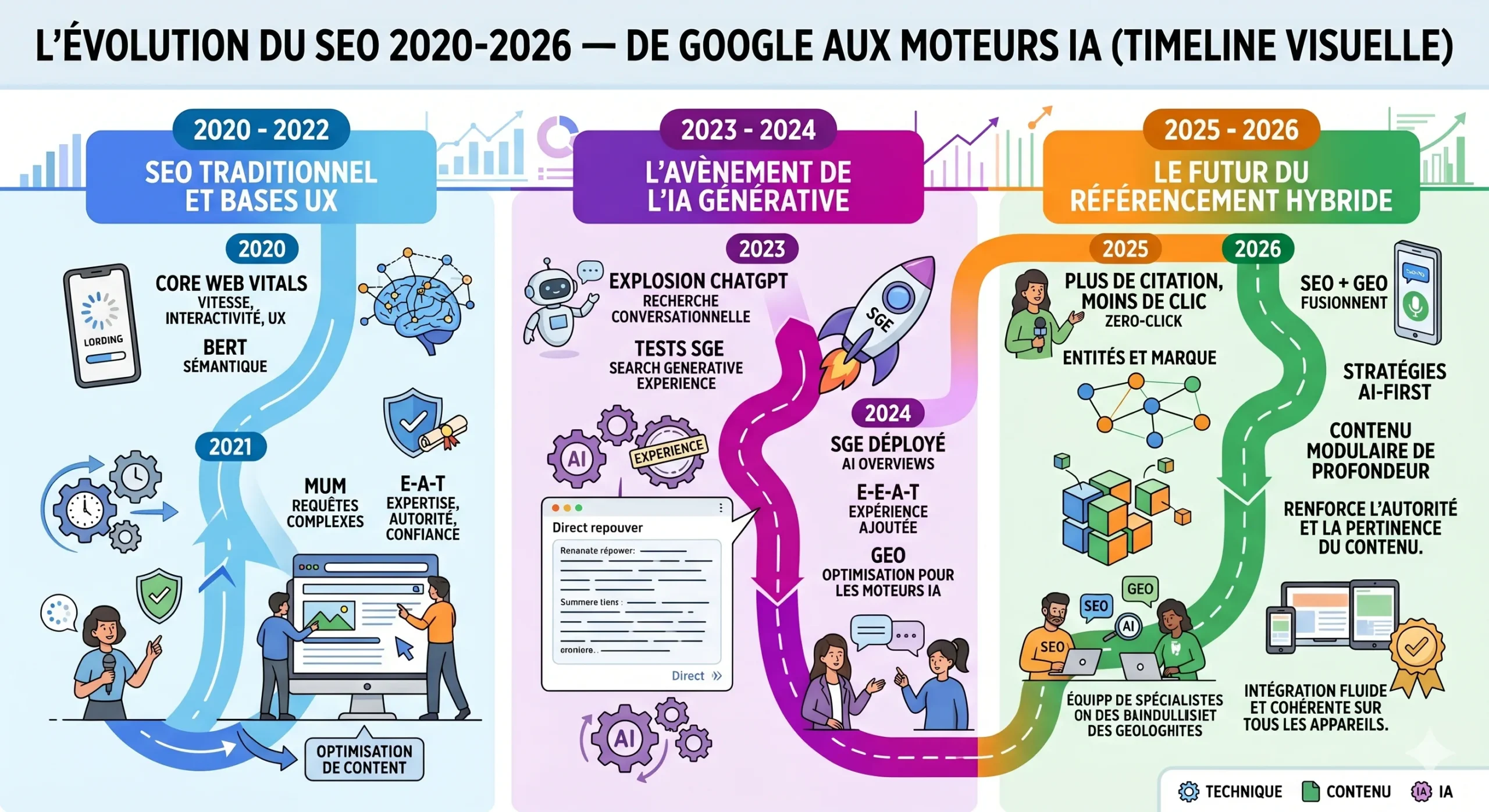 Agence SEO : tout ce que vous devez savoir avant de signer 5 infographie timeline evolution seo 2020 2026 scaled