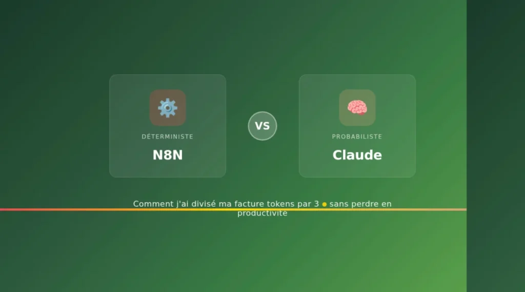 N8N vs Claude : workflows déterministes vs IA probabiliste - featured image article automatisation solopreneur