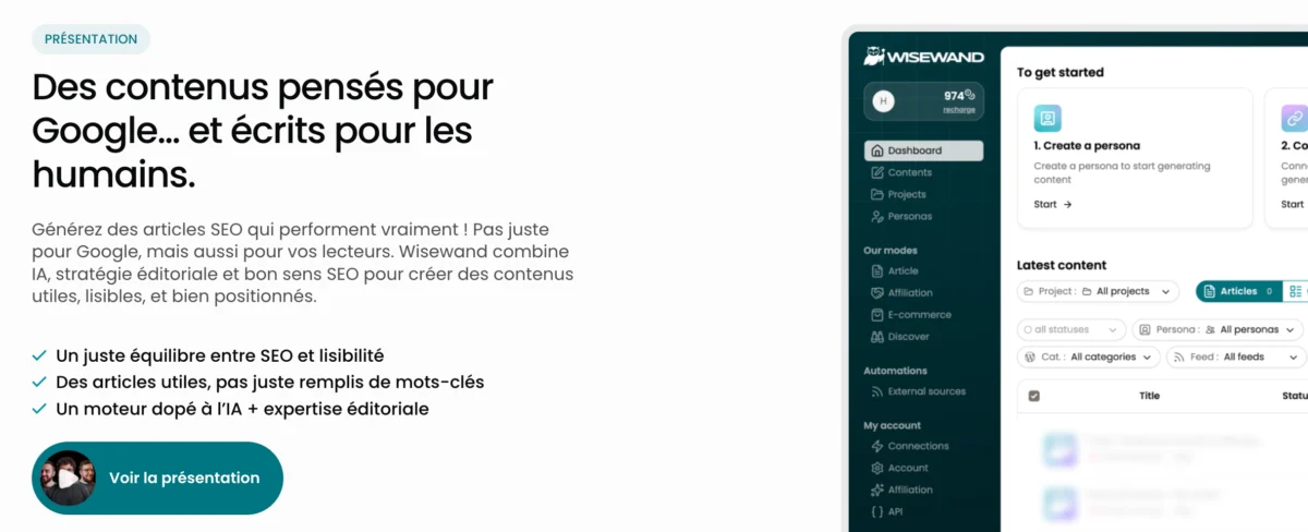 Wisewand 2026 code promo MINTAVOCADO : Le rédacteur IA SEO ultime + mon avis sans filtre 2 Wisewand Screenshot2