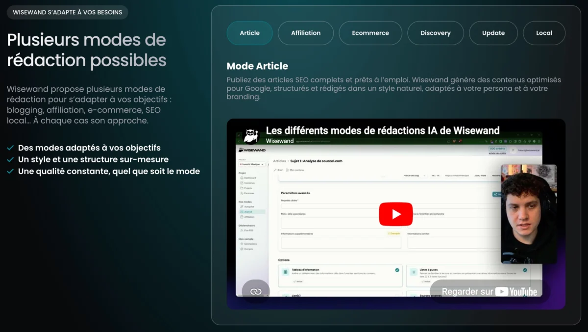 Wisewand 2026 code promo MINTAVOCADO : Le rédacteur IA SEO ultime + mon avis sans filtre 3 Wisewand Screenshot5