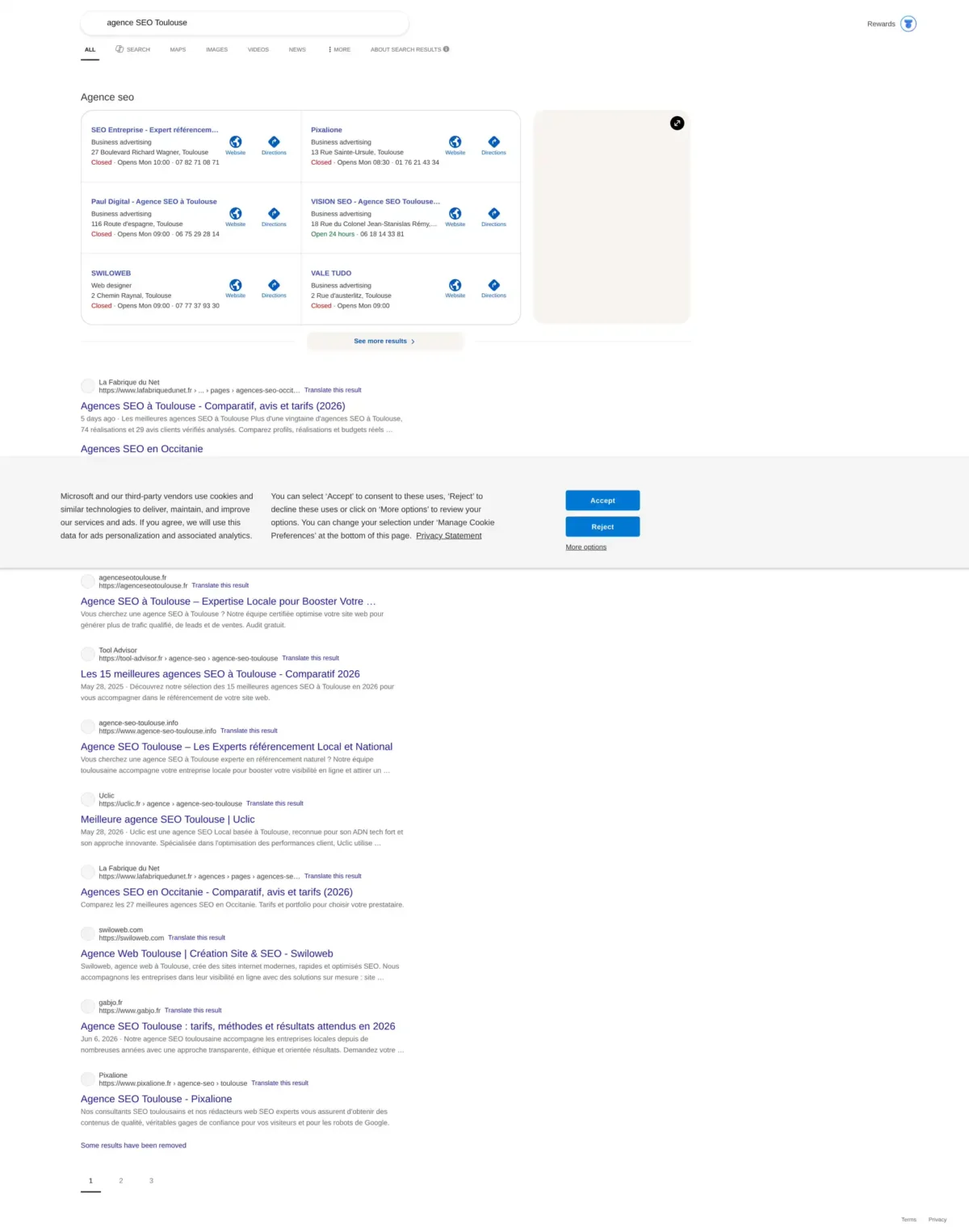 Agence SEO Toulouse : comment choisir la meilleure en 2026 1 Résultats de recherche locaux agence SEO Toulouse