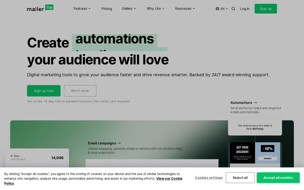 Cómo automatizo mi email marketing solopreneur en 2026 1 MailerLite - interface du dashboard email marketing